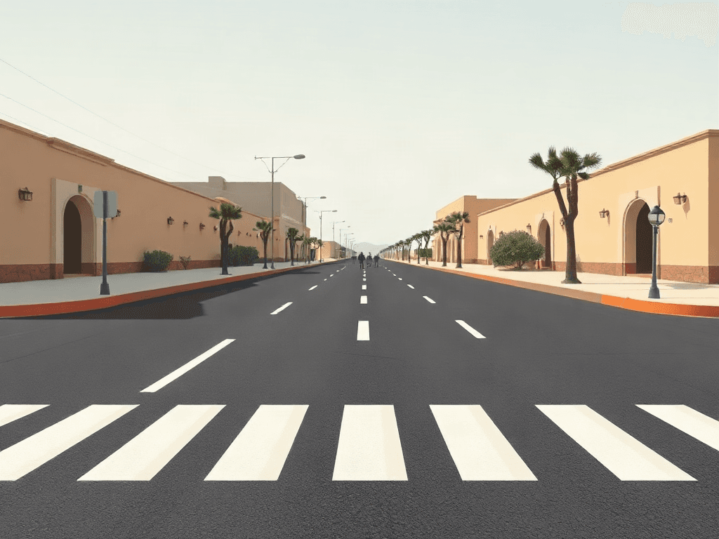 Ciudad de Juárez pinta pasos peatonales, topes y líneas de frenado en 13 puntos para mejorar la seguridad vial